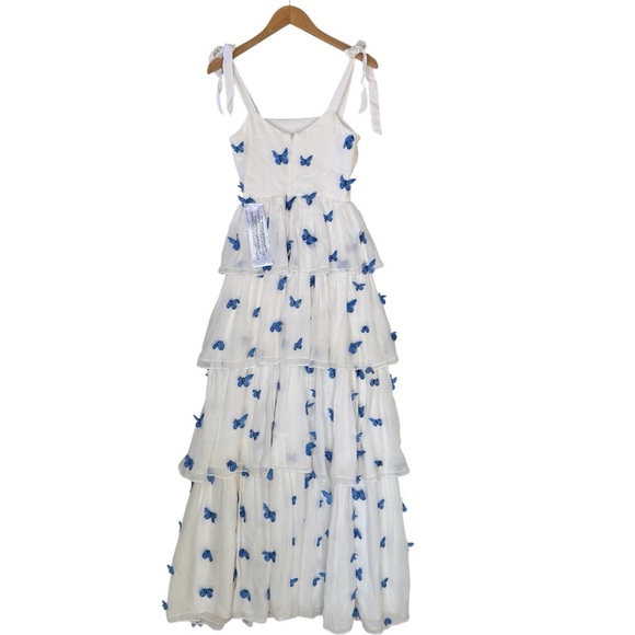 Dress The Population Monica Sleeveless Tiered Dress Silk White XXS Fairy Luxury - Picture 11 of 13